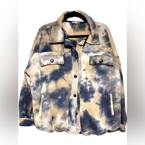 Easel Blue and Cream Tie-Dye Jacket